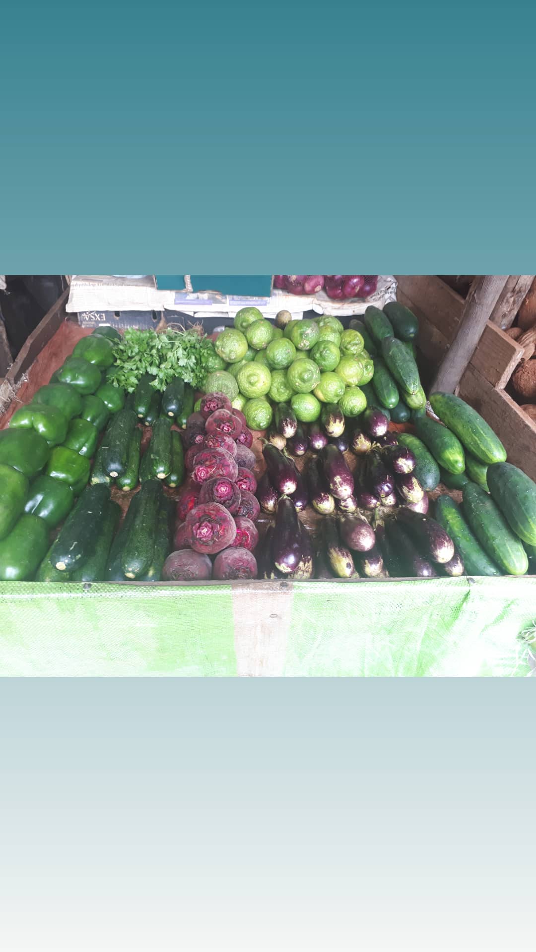 Vegetables displayed at an organic market in Nairobi